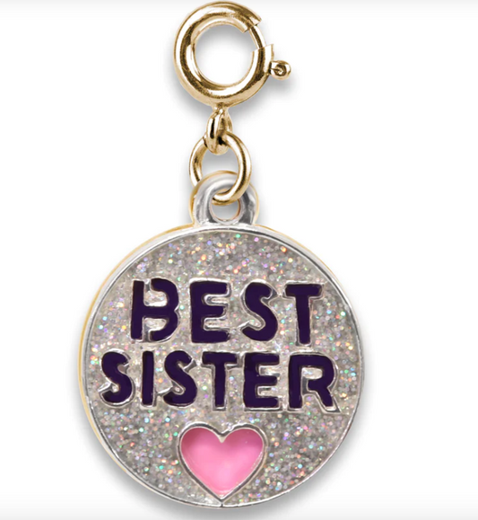 Gold Glitter Best Sister Charm