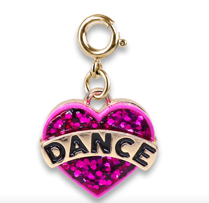 Gold Glitter Dance Heart Charm