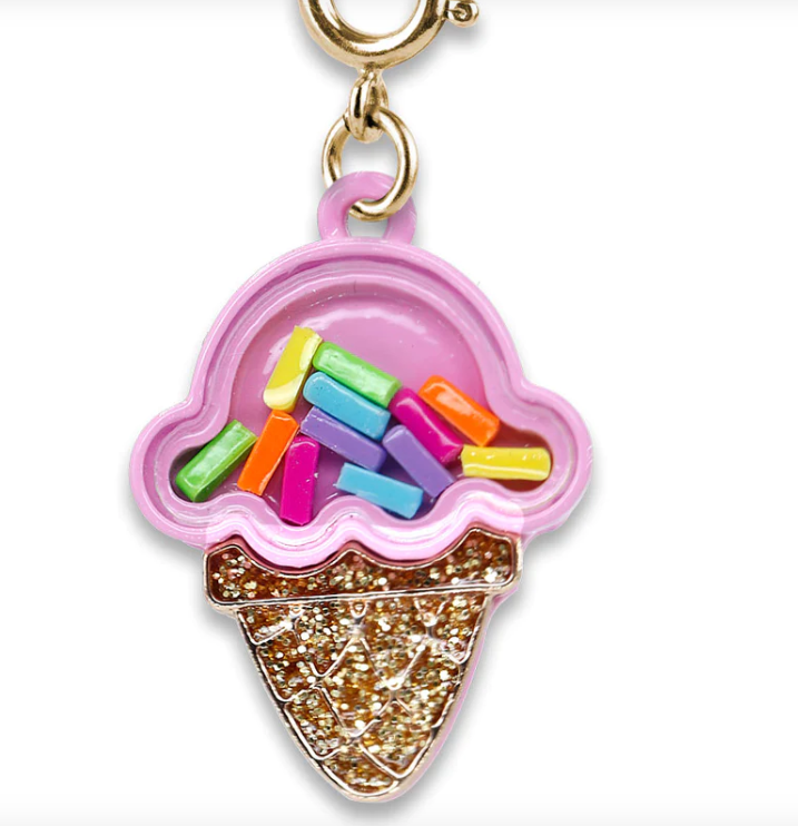 Gold Ice Cream Cone Shaker Charm