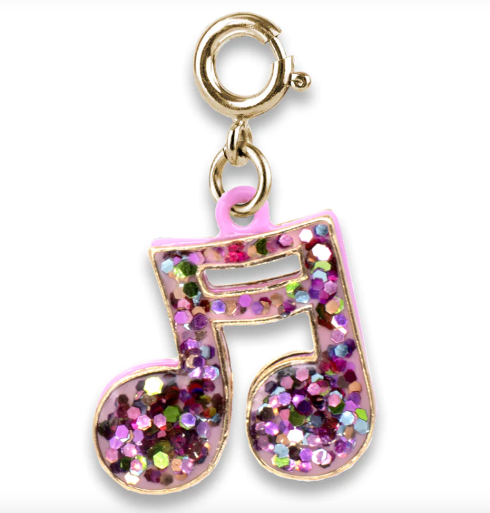 Gold Glitter Music Note Charm