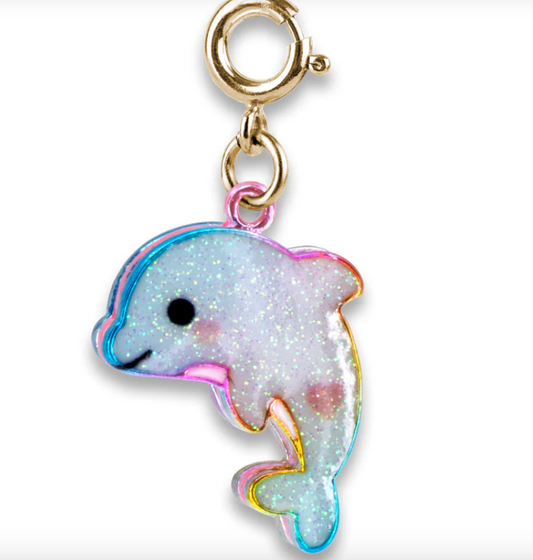 Gold Glitter Dolphin Charm