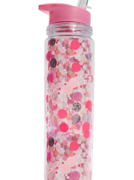 Pink Party Confetti Water Bottle