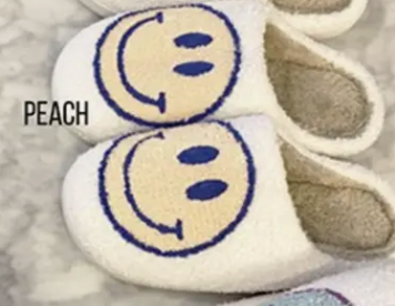 Peach Smiley Cozy Slippers