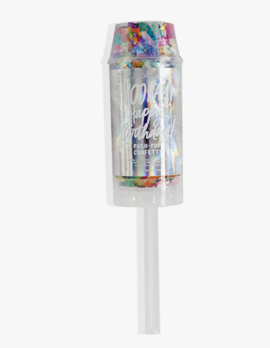 Hooray Happy Birthday Confetti Push Pop