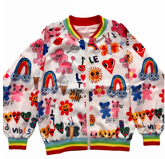 Happy Graffiti Satin Bomber