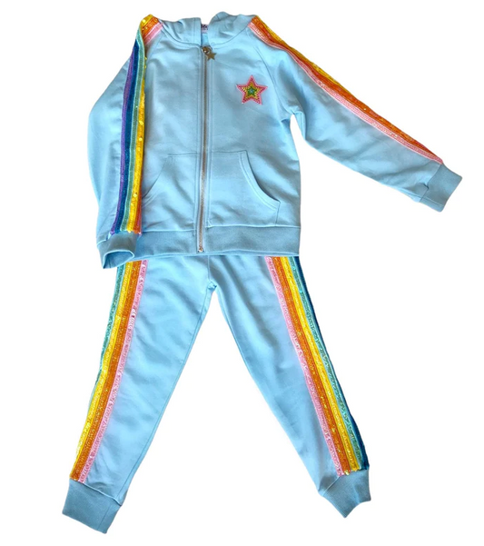 Baby Blue Rainbow Sequin Jogger Set