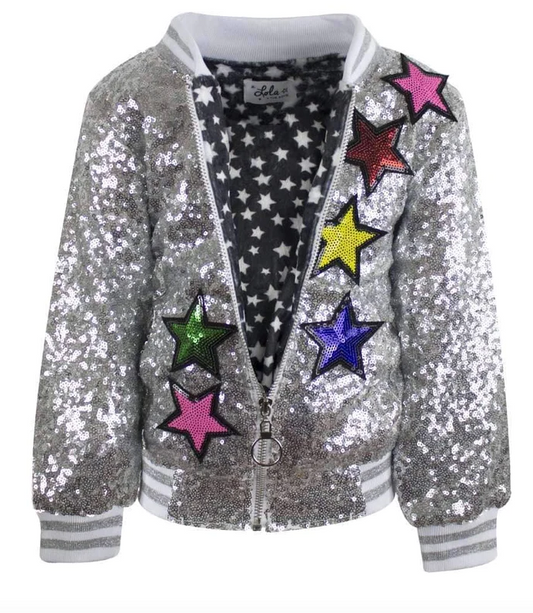 Silver Unicorn Sequin Bomber