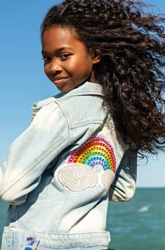 Rainbow Pearl Denim Jacket