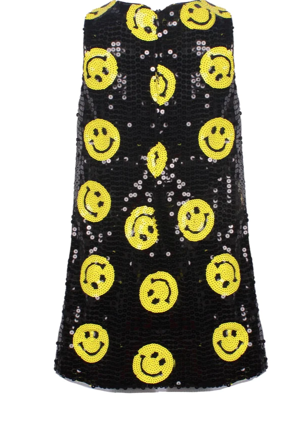 Don't Worry Be Happy Black Sequin Dress