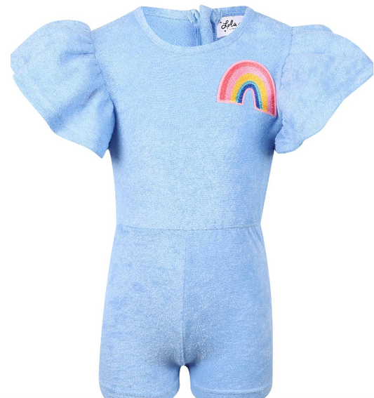 Blue Terry Rainbow Romper