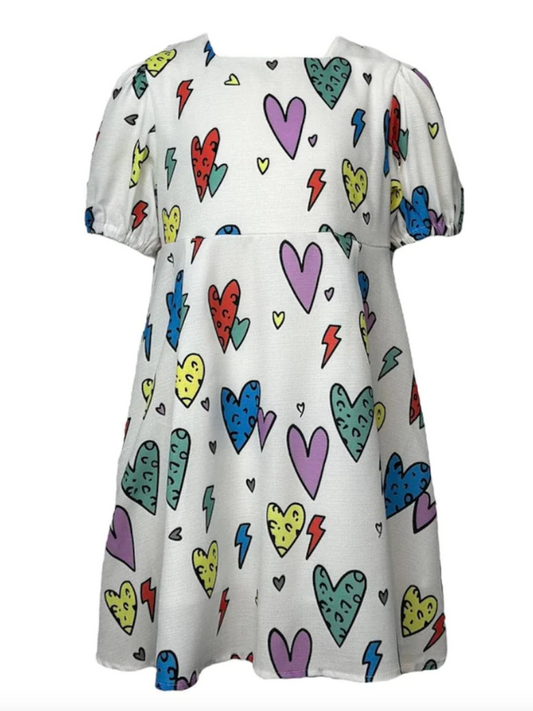 Rainbow Cheetah Heart Dress