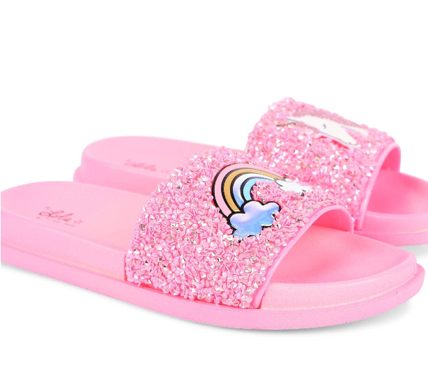 Pink Glitter Unicorn Slides