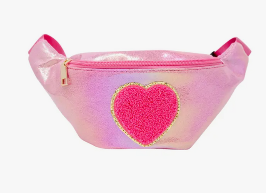 Hot Pink Shiny Heart Patch Fanny Pack