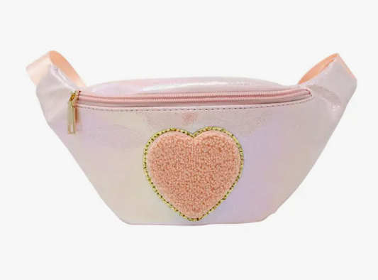 Pink Shiny Heart Patch Fanny Pack