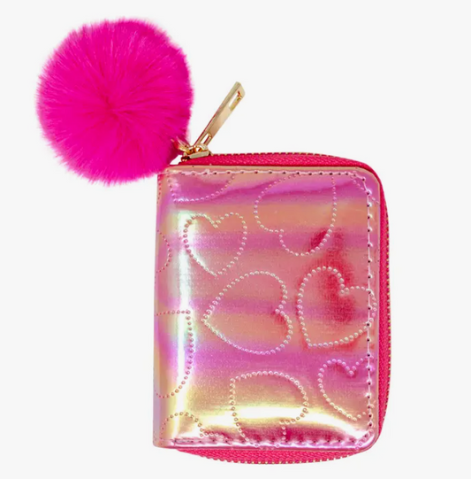 Hot Pink Heart Dotted Shiny Wallet