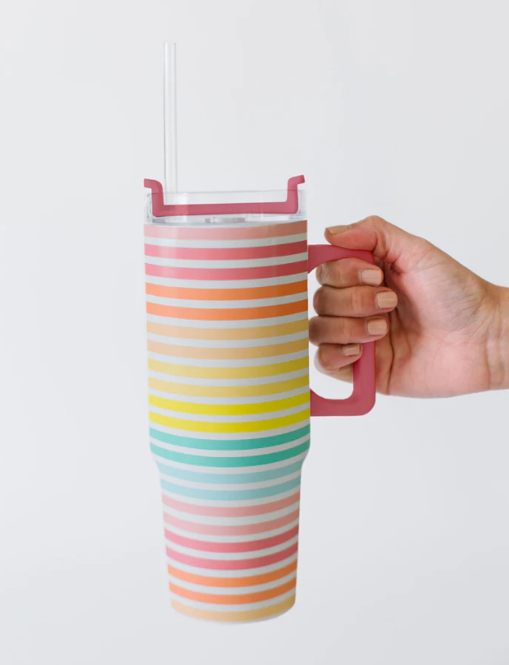 To-Go Handle 30oz Tumbler | Sunset Stripe