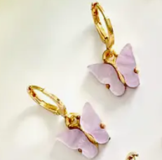 Purple Butterfly Huggie Earrings