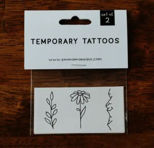 Eucalyptus, Daisy, & Mountain Temporary Tattoo Set