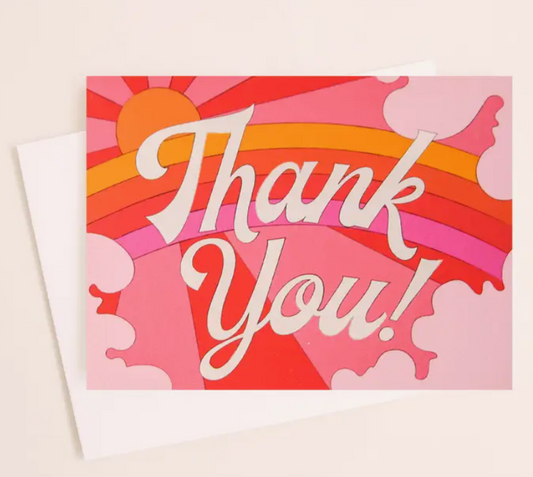 Pink Rainbow Thank You Card