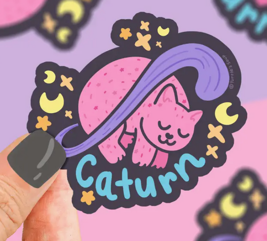 Caturn Funny Cat Pun Sticker