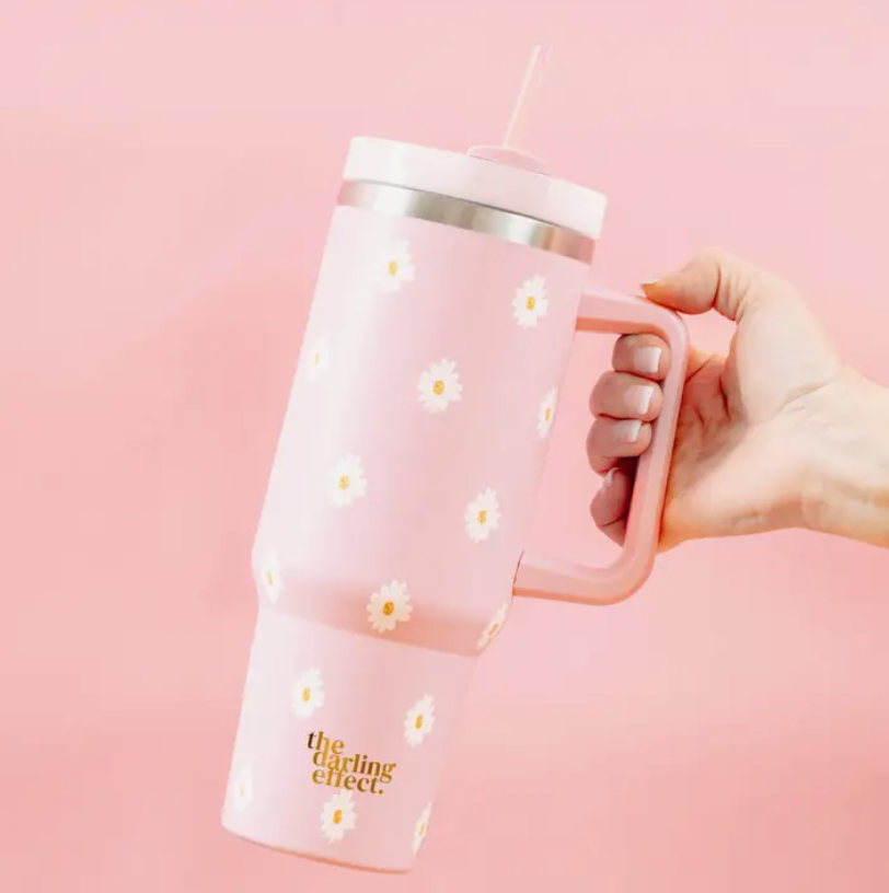 Pink Dancing Daisy 40oz Tumbler