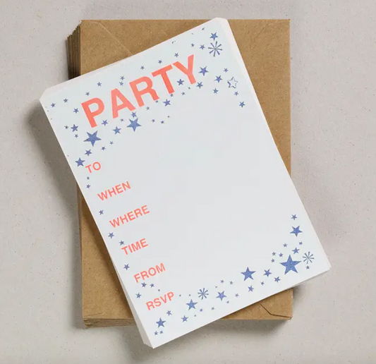 Party Invite Set of 12 | Blue & Orange