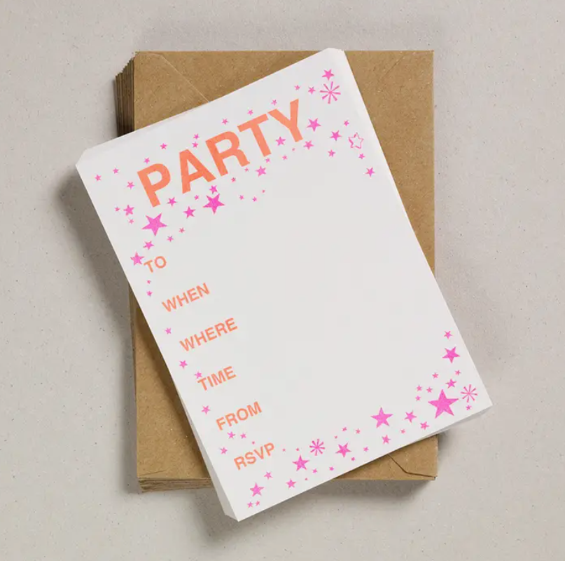 Party Invite Set of 12 | Pink & Orange