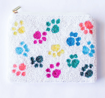 Rainbow Paws Beaded Pouch