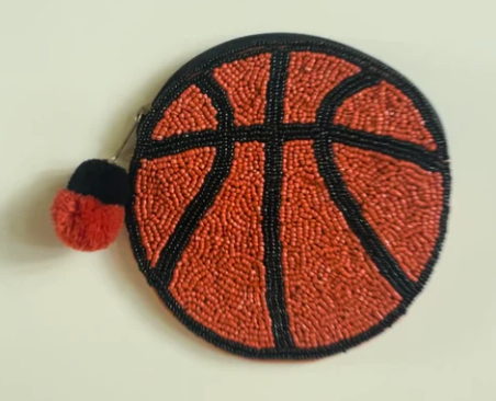 Basketball Beaded Pouch