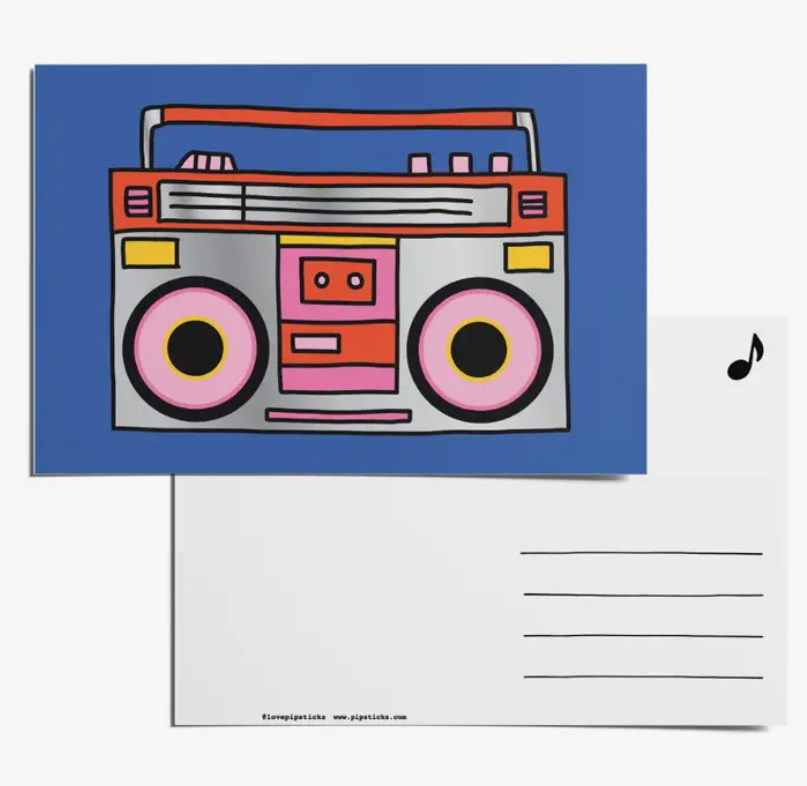 Retro Boombox Postcard 12 Pack