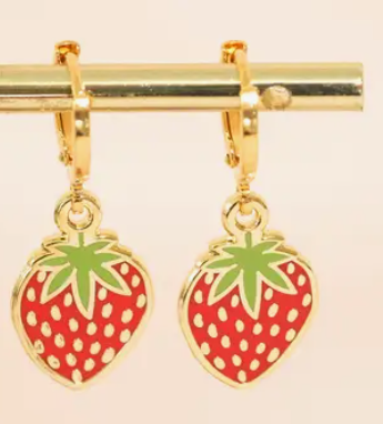 Strawberry Huggie Hoop Earrings
