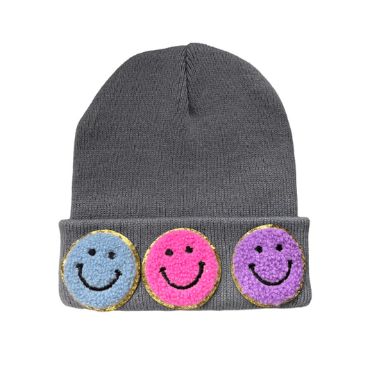 Happy Emoji Beannie | Gray
