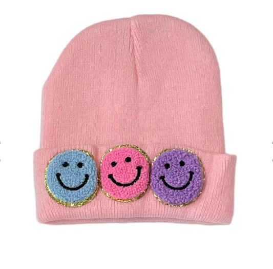 Happy Emoji Beannie | Pink