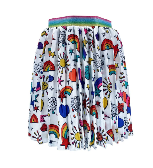 Happy Graffiti Pleated Skirt