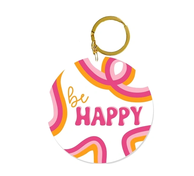 Keychains Happy Be Happy Keychain – belle: a shop for girls