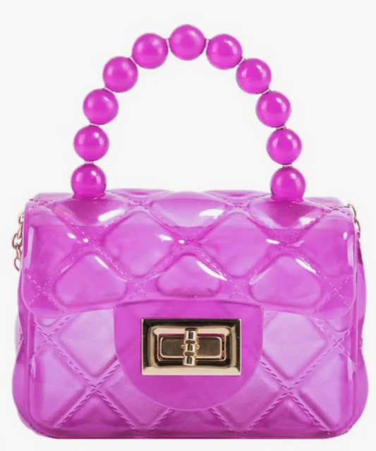 Magenta Mini Jelly Purse w/Gold /Chain