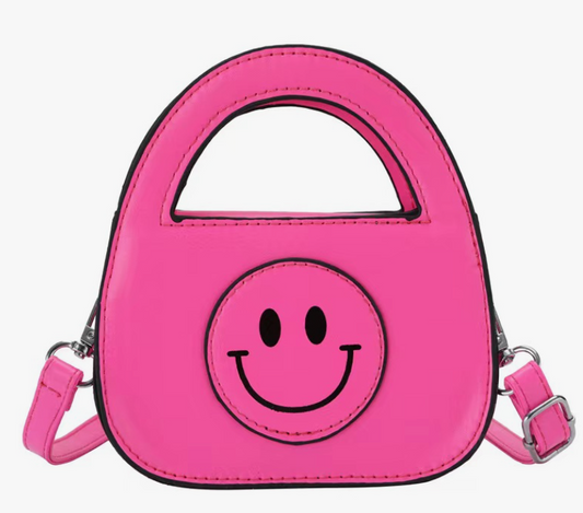 Pink Mini Neon Smiley Face Purse