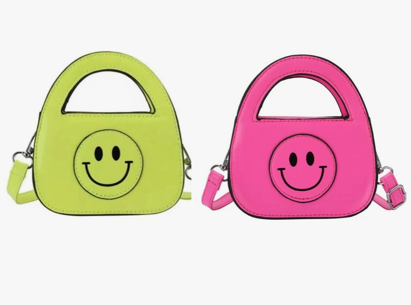 Pink Mini Neon Smiley Face Purse