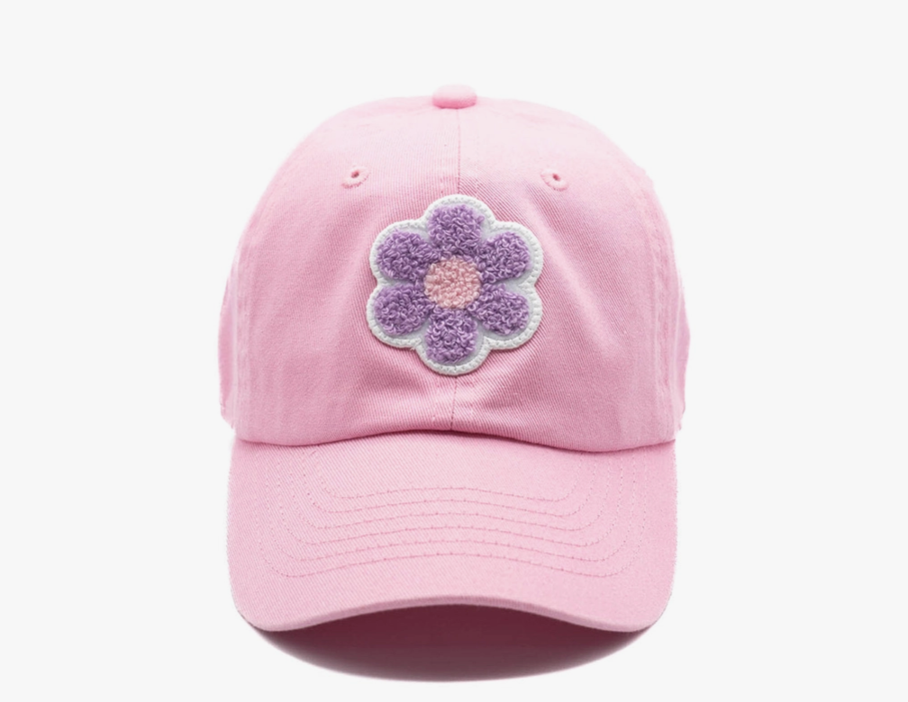 Light Pink Terry Hat | Purple Flower