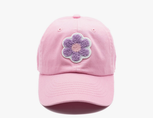 Light Pink Terry Hat | Purple Flower