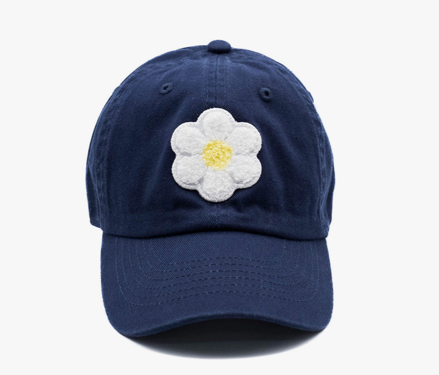 Navy Terry Hat | White Flower