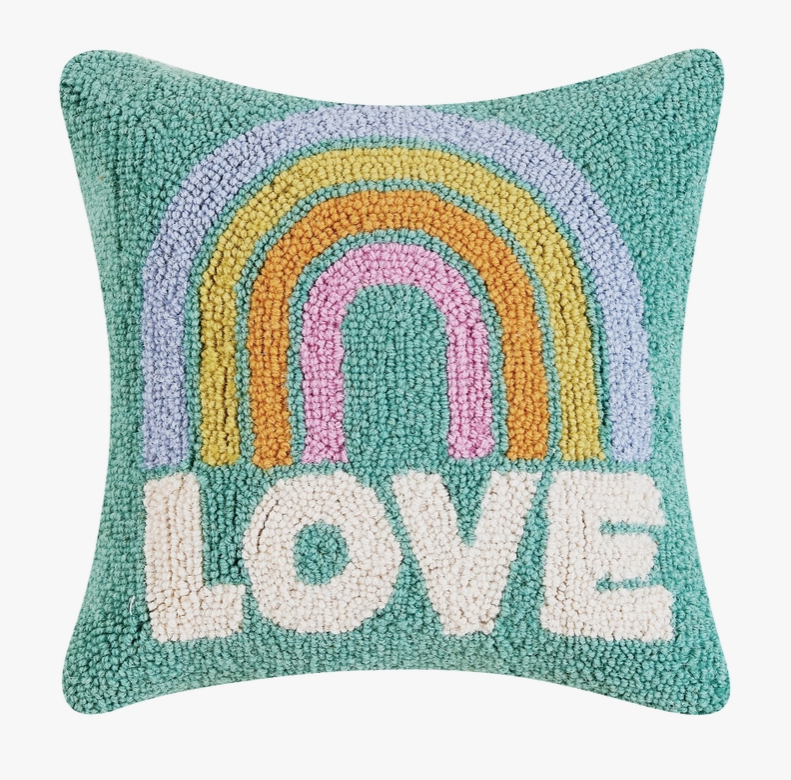 14" Rainbow of Love Hook Pillow