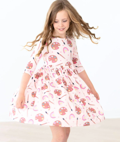 Art Class 3/4 Sleeve Pocket Twirl Dress