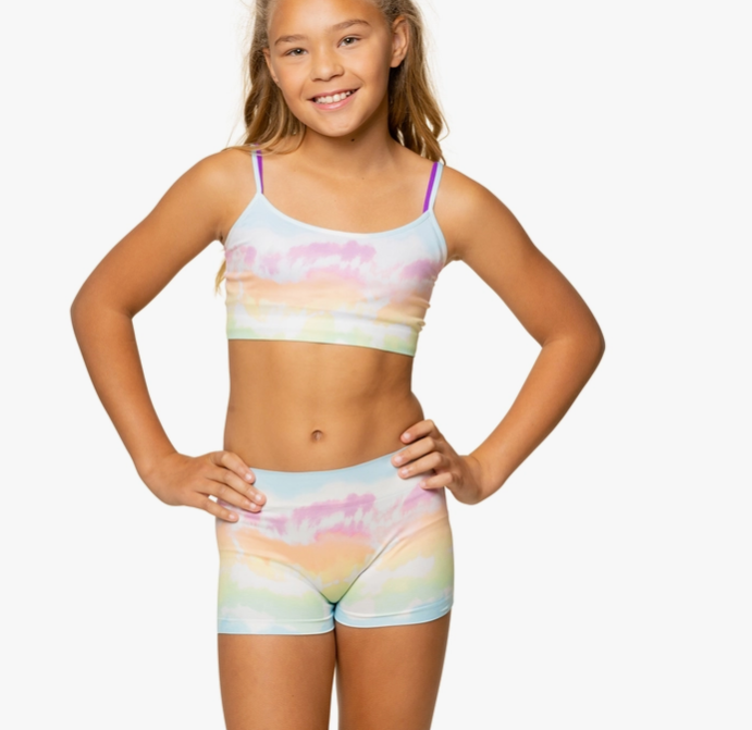 Springtime Rainbow Print Bike Shorts (7-10)