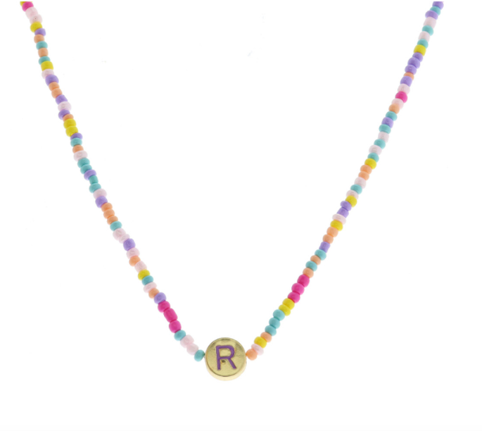 Multi Beaded Enamel Initial Necklace | R