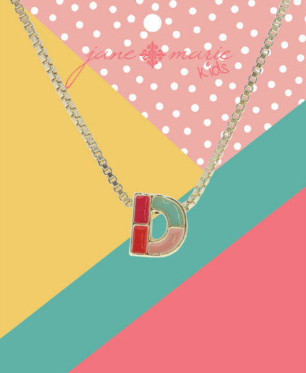 Enamel Color Block Initial Necklace | D