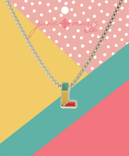 Enamel Color Block Initial Necklace | L