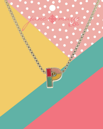 Enamel Color Block Initial Necklace | P