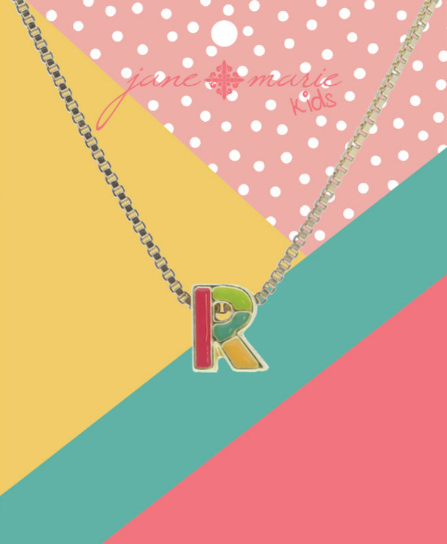 Enamel Color Block Initial Necklace | R