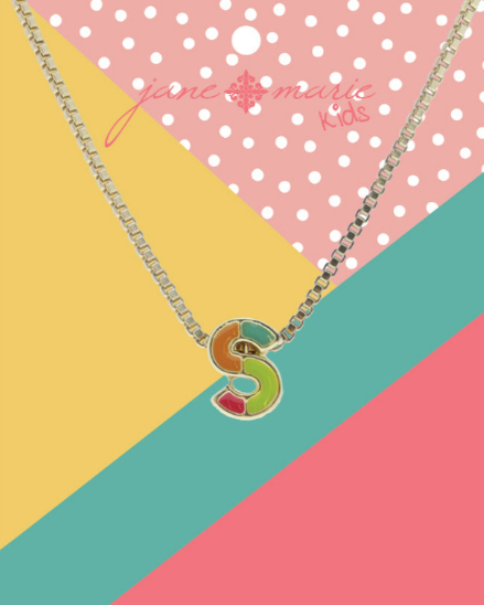 Enamel Color Block Initial Necklace | S